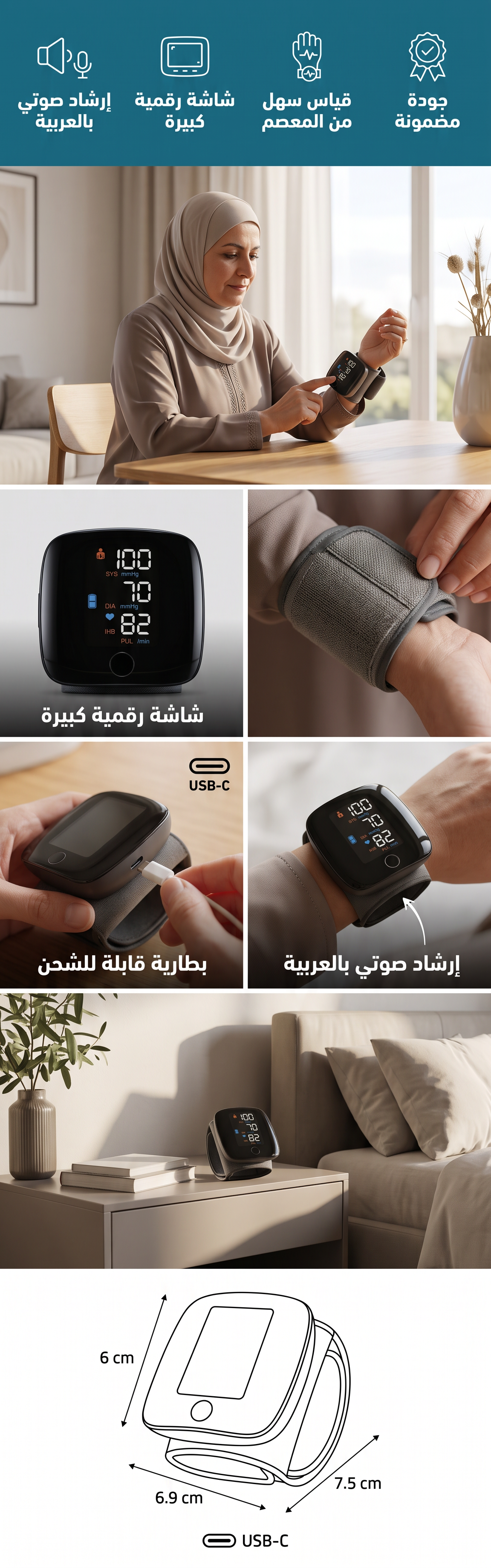 جهاز قياس ضغط المعصم بشاشة رقمية - صورة توضيحية