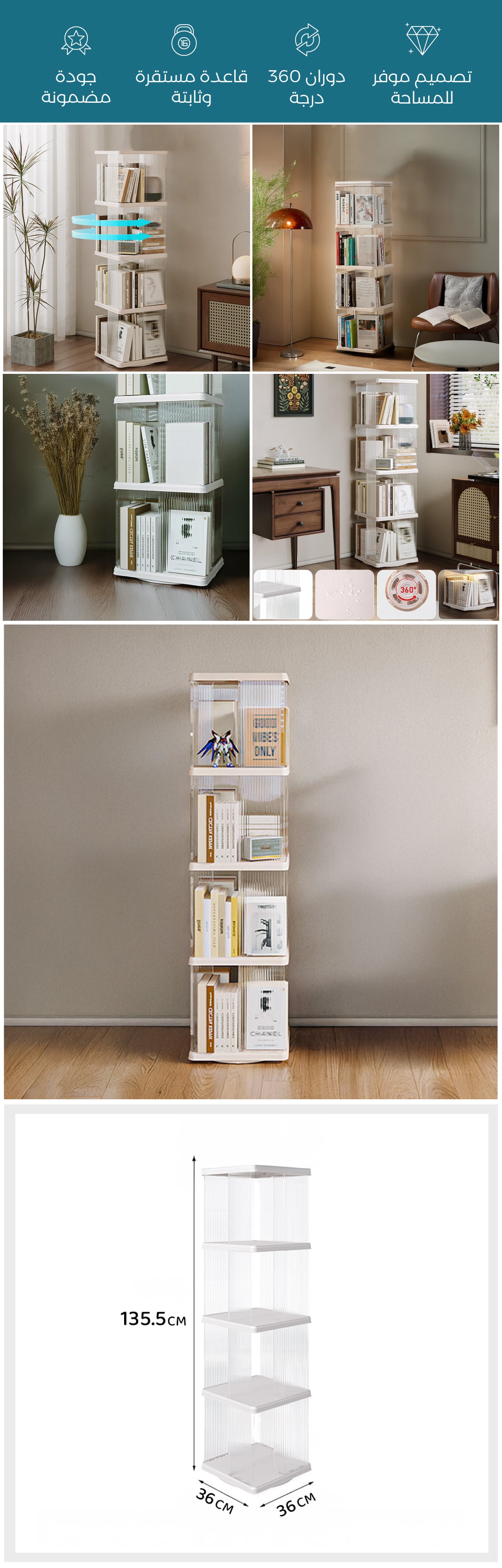 مكتبة أكريليك دوارة - صورة توضيحية
