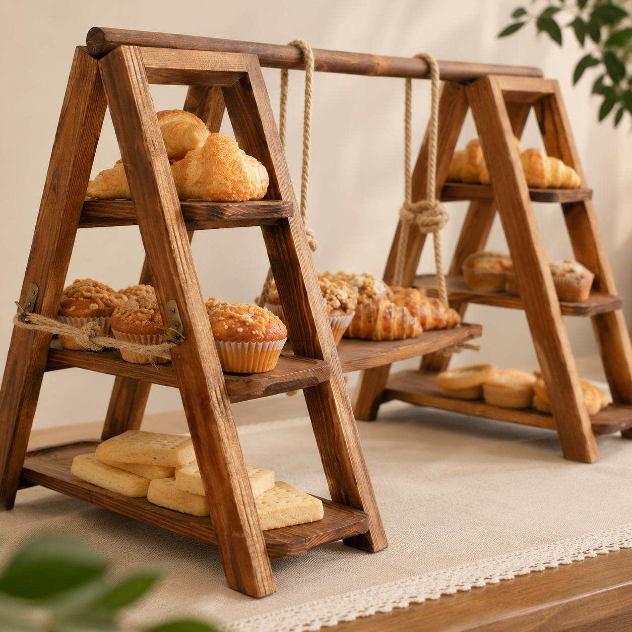 Wooden Swing-Style Buffet Stand for Events product thumbnail 14