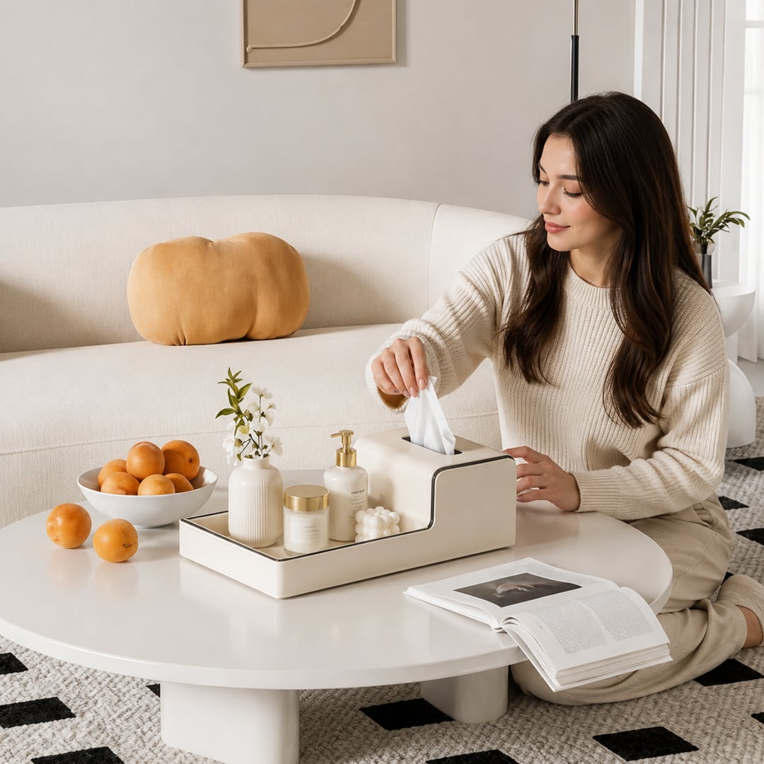 Luxury Table Organizer with Tissue Box product thumbnail 2
