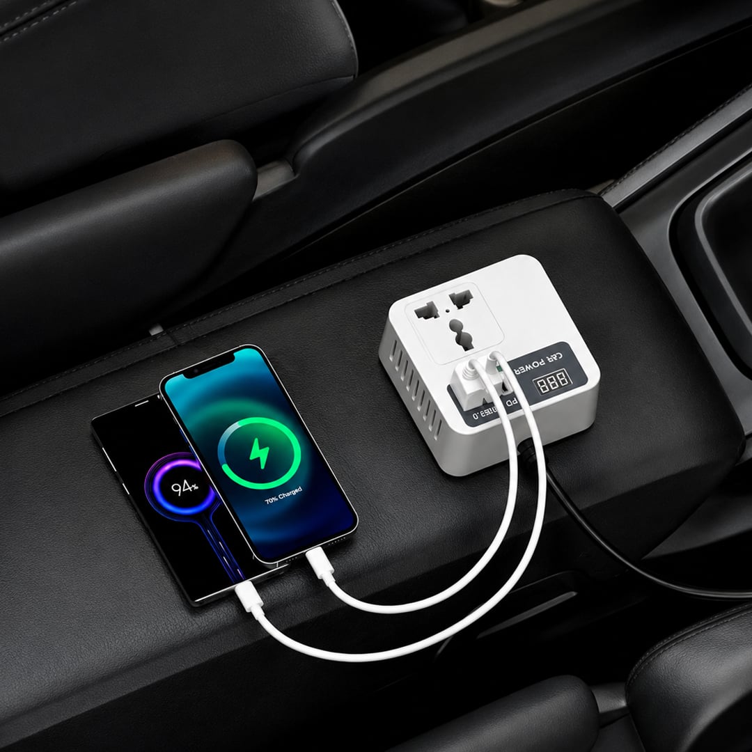 محول بطارية للسيارة بمخارج كهرباء وUSB - صورة 9