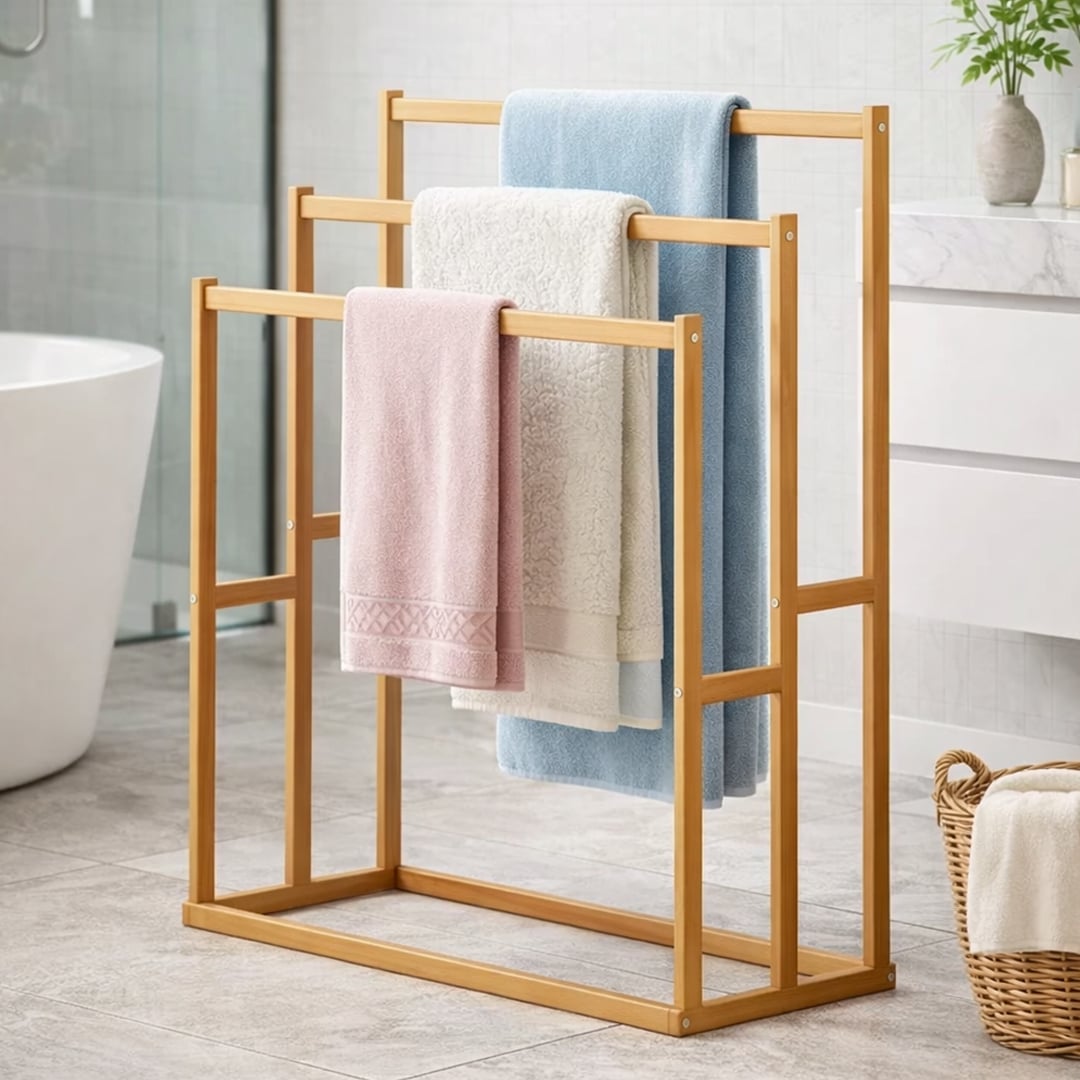 ستاند مناشف أرضي خشبي - 4