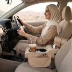 مسند سيارة من الجلد الفاخر مع حامل أكواب - 2