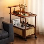 ترولي ضيافة بعجلات مع صندوق تخزين سفلي - 9