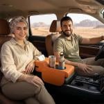 مسند سيارة من الجلد الفاخر مع حامل أكواب - 4