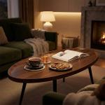 طاولة وسط خشبية بتصميم بيضاوي - 8