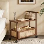 ترولي ضيافة بعجلات مع صندوق تخزين سفلي - 4