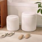طقم بوف دائري مخمل مع مساحة تخزين - 9