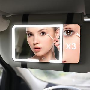 مرآة مكياج مضيئة للسيارة مع تكبير 3X
