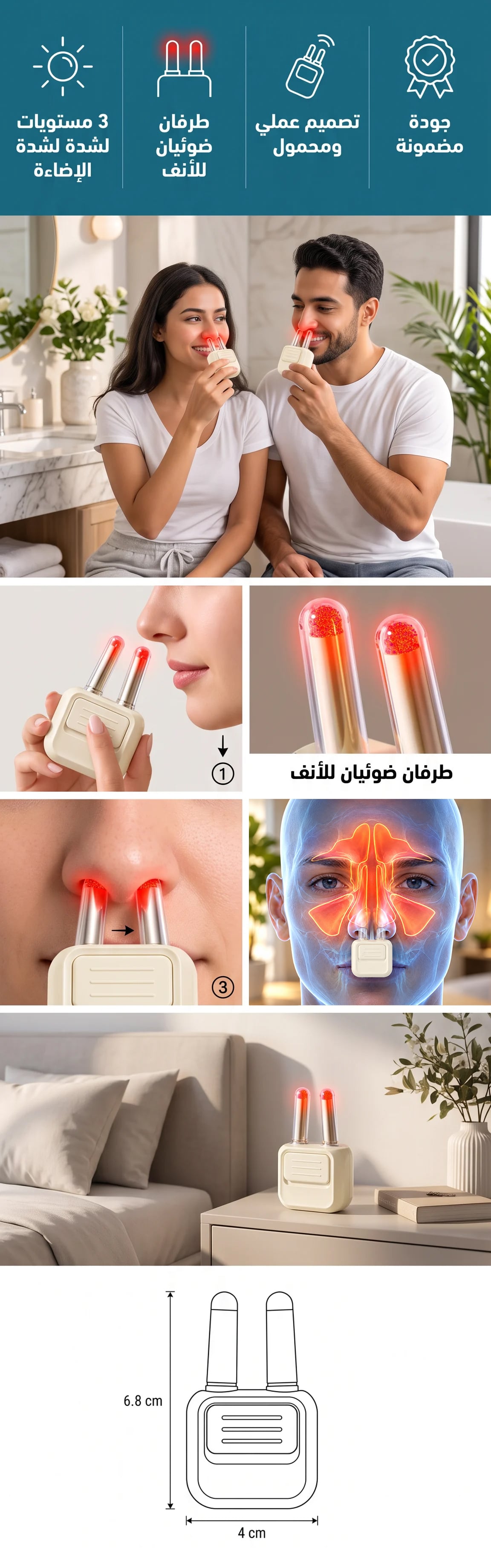 جهاز العناية بالجيوب الأنفية بتقنية الأشعة الحمراء - صورة توضيحية