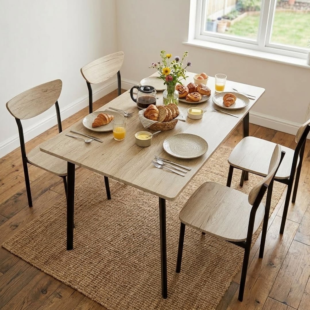 طاولة سفرة بتصميم عصري مع 4 كراسي - 7