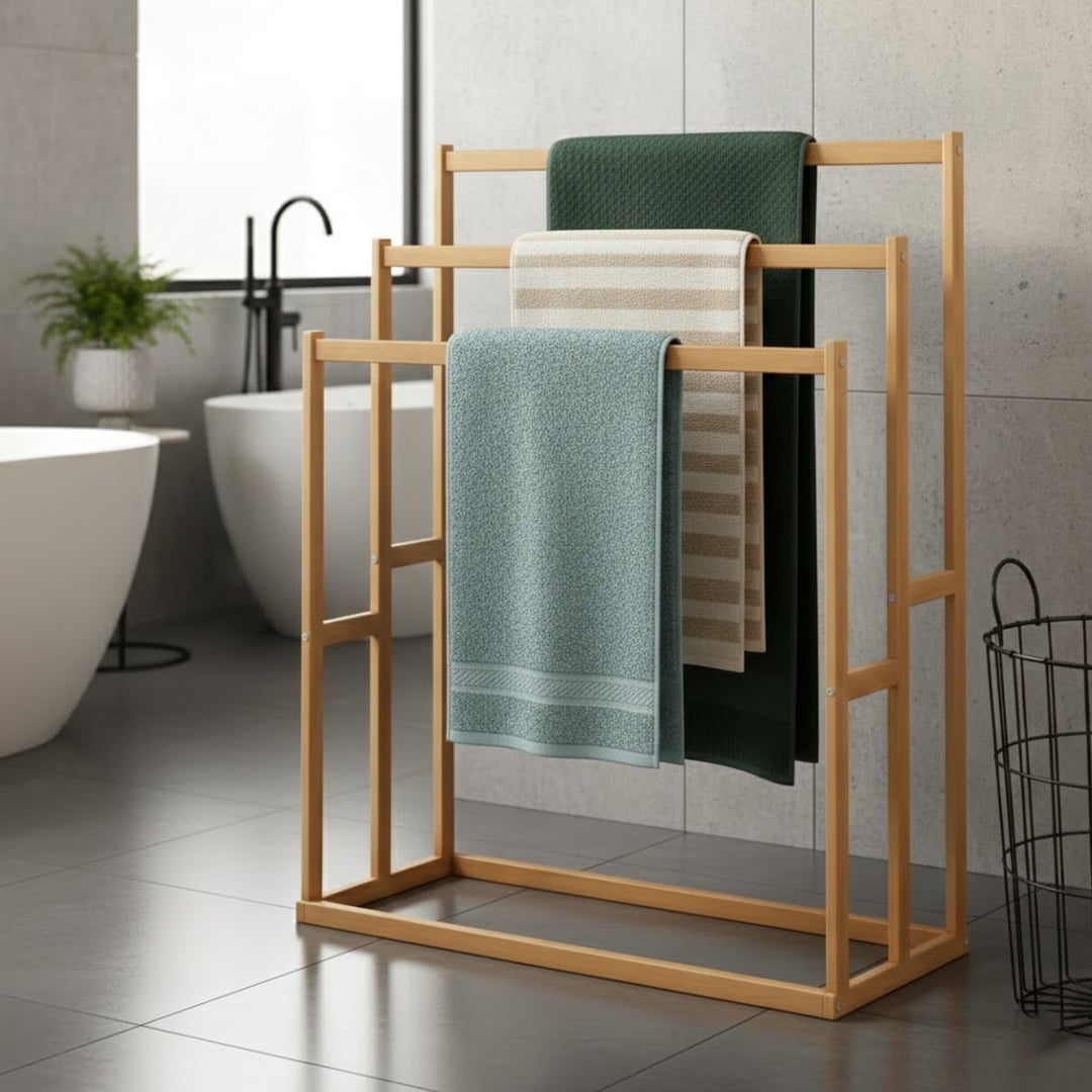 ستاند مناشف أرضي خشبي - 7