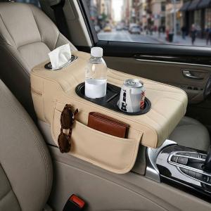 مسند سيارة من الجلد الفاخر مع حامل أكواب