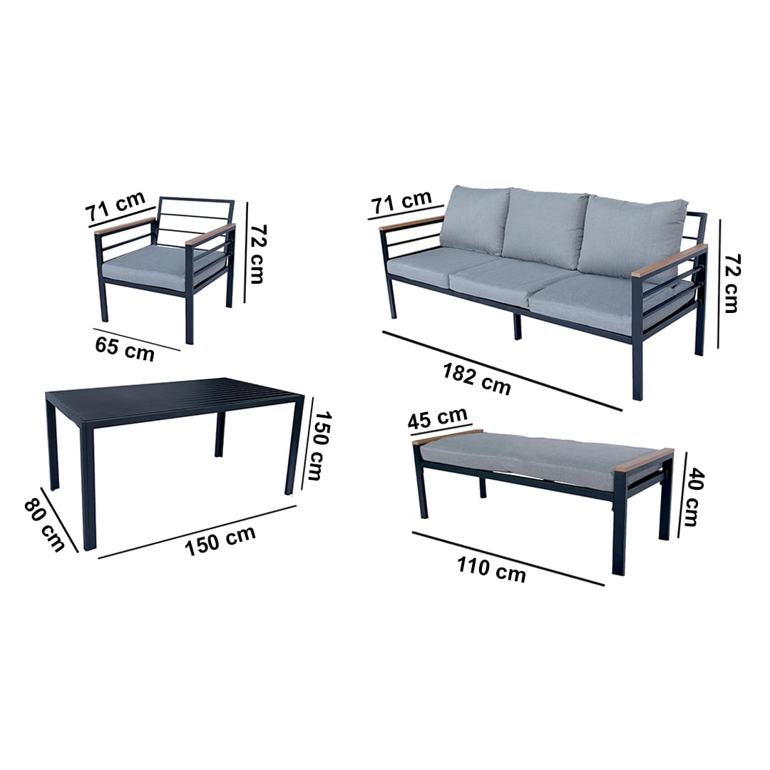 Modern Outdoor Seating Set with Bench–5 Seats product thumbnail 16