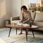 طاولة وسط خشبية بتصميم بيضاوي - 6