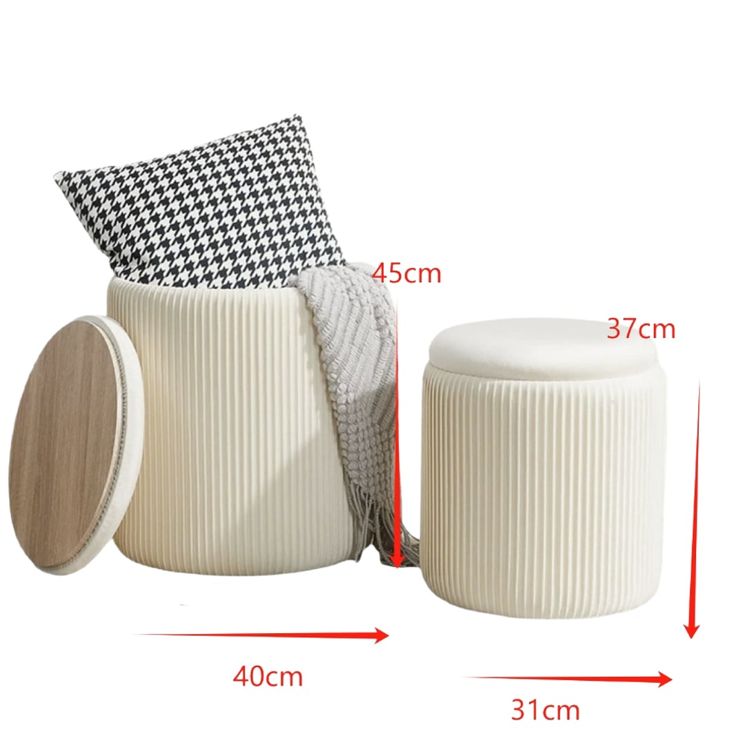 Round velvet pouf set with storage space product thumbnail 15