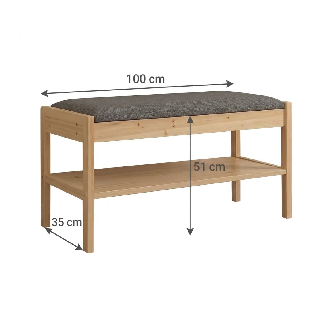 Wooden Entryway Bench with Shoe Shelf product thumbnail 11