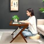 طاولة وسط خشبية مع رف تنظيم للكتب - 4