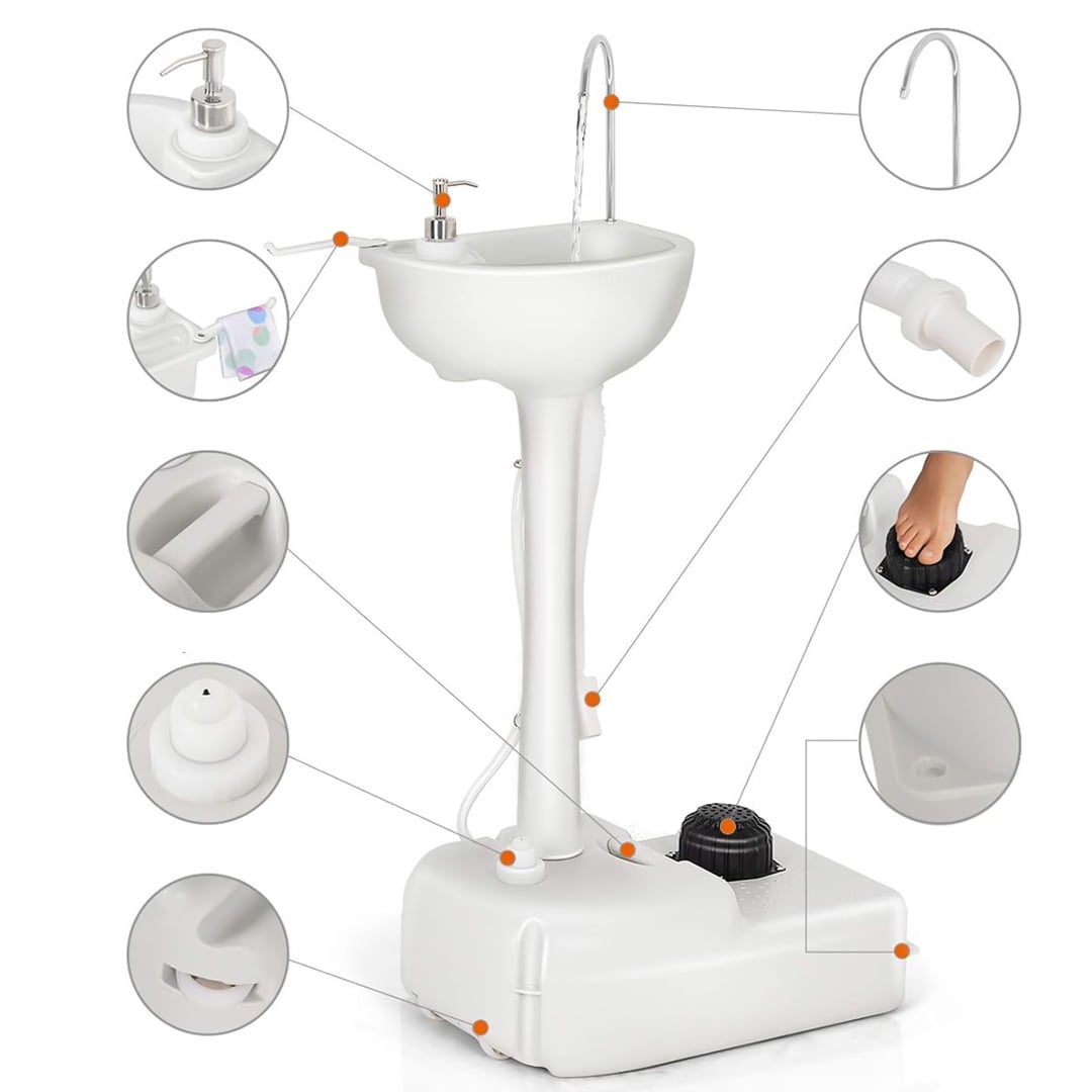 مغسلة متنقلة مع خزان مياه للرحلات - 7