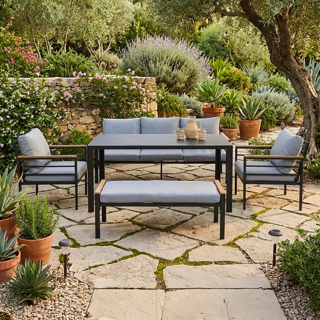 طقم جلوس خارجي مودرن مع بنش – 5 مقاعد - 1