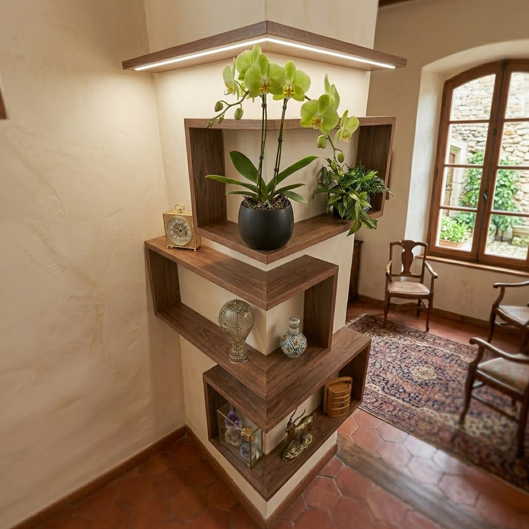 رفوف زاوية للديكور بتصميم خشبي - 9