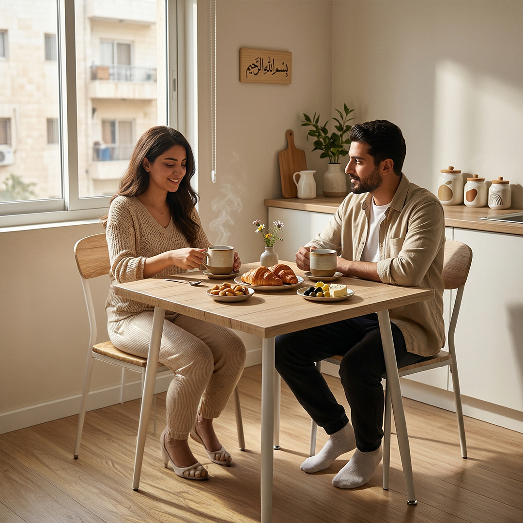 طاولة طعام خشبية مع كرسيين - 6