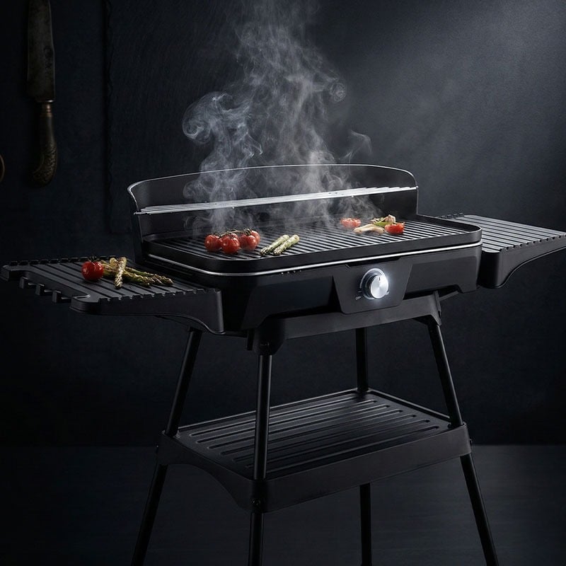 شواية كهربائية مع رف سفلي للتقديم والتخزين - 4