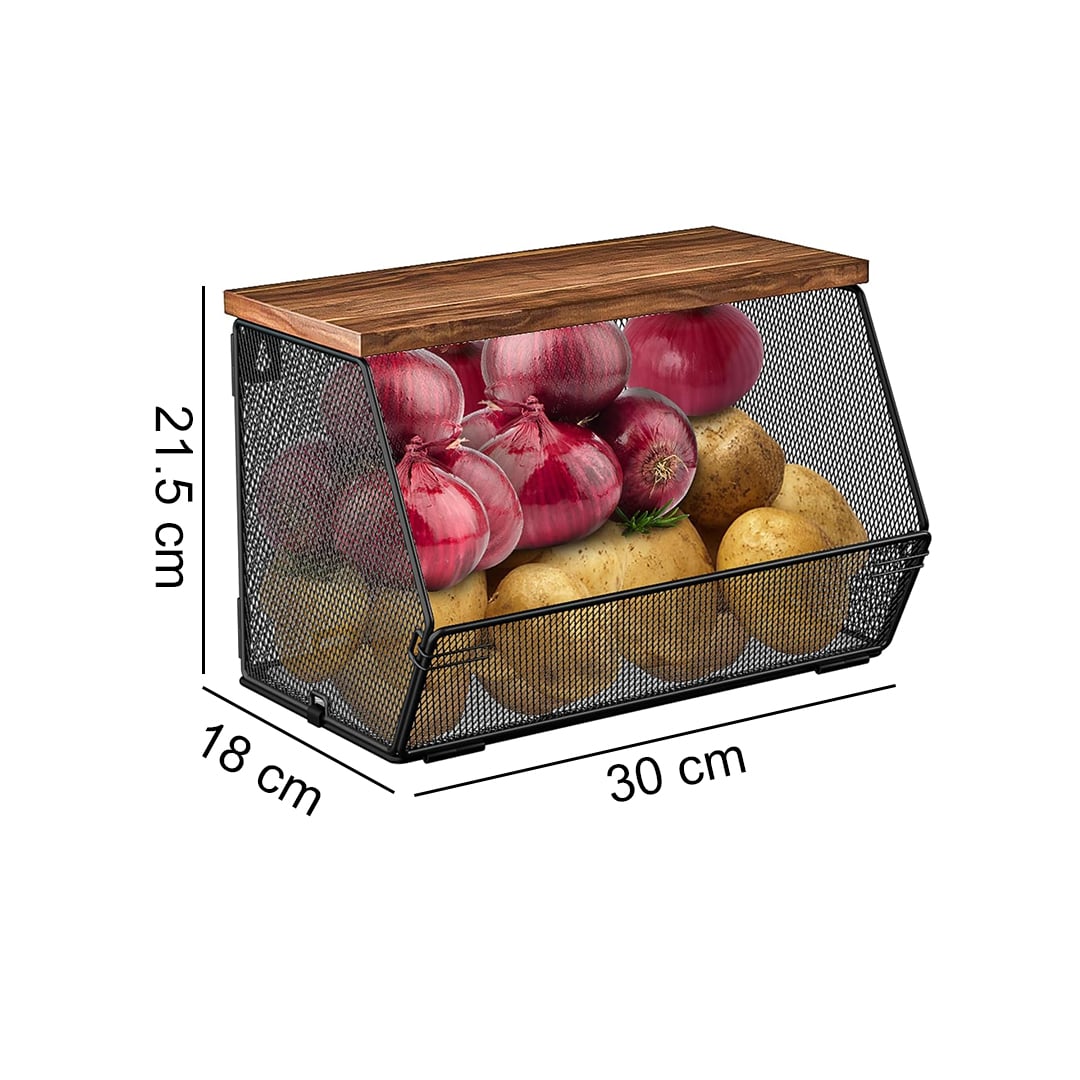 Wall-Mounted Produce Storage Rack with Top Shelf product thumbnail 10