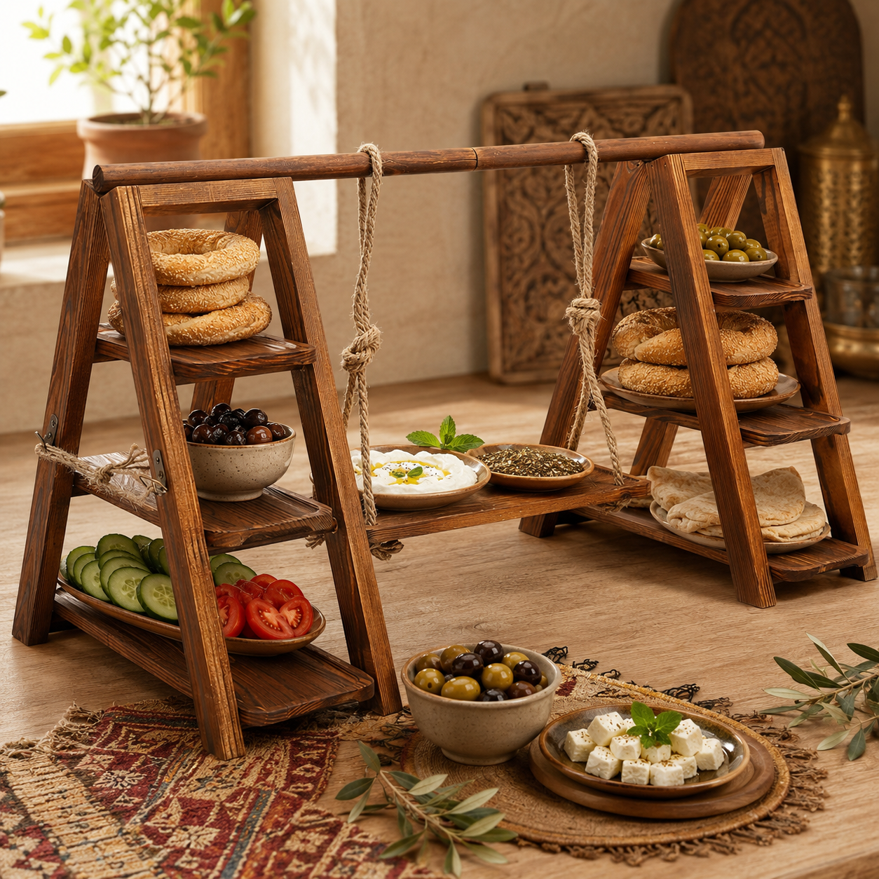 Wooden Swing-Style Buffet Stand for Events product thumbnail 6