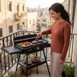 شواية كهربائية مع رف سفلي للتقديم والتخزين - 17