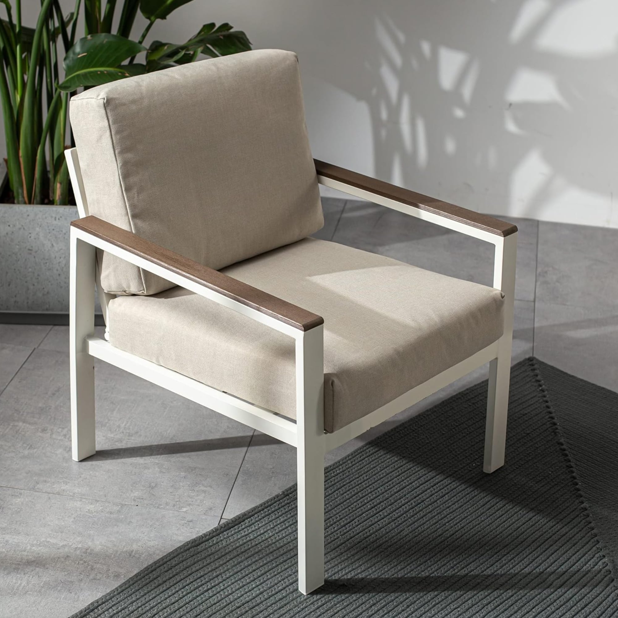 طقم مقاعد للتراس بلمسة خشبية–4 مقاعد - 2