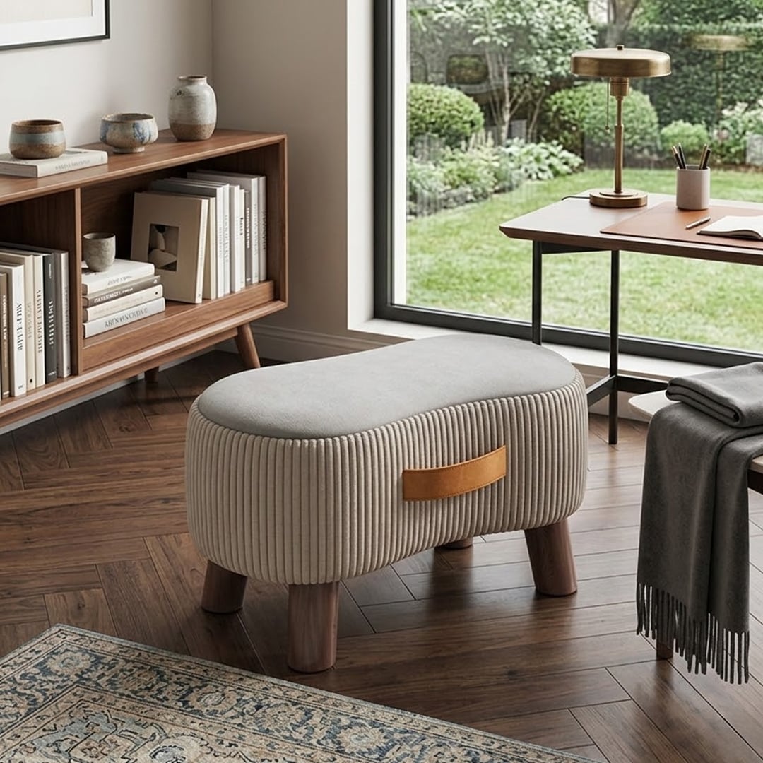 مقعد بوف ناعم مع أرجل خشبية - 9