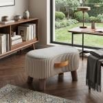 مقعد بوف ناعم مع أرجل خشبية - 9