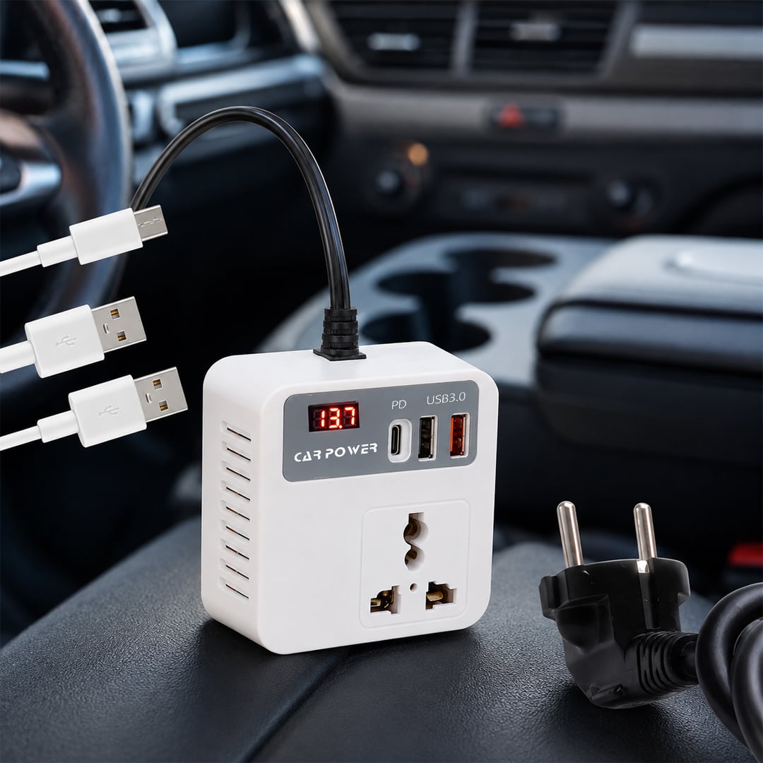 محول بطارية للسيارة بمخارج كهرباء وUSB - صورة 6