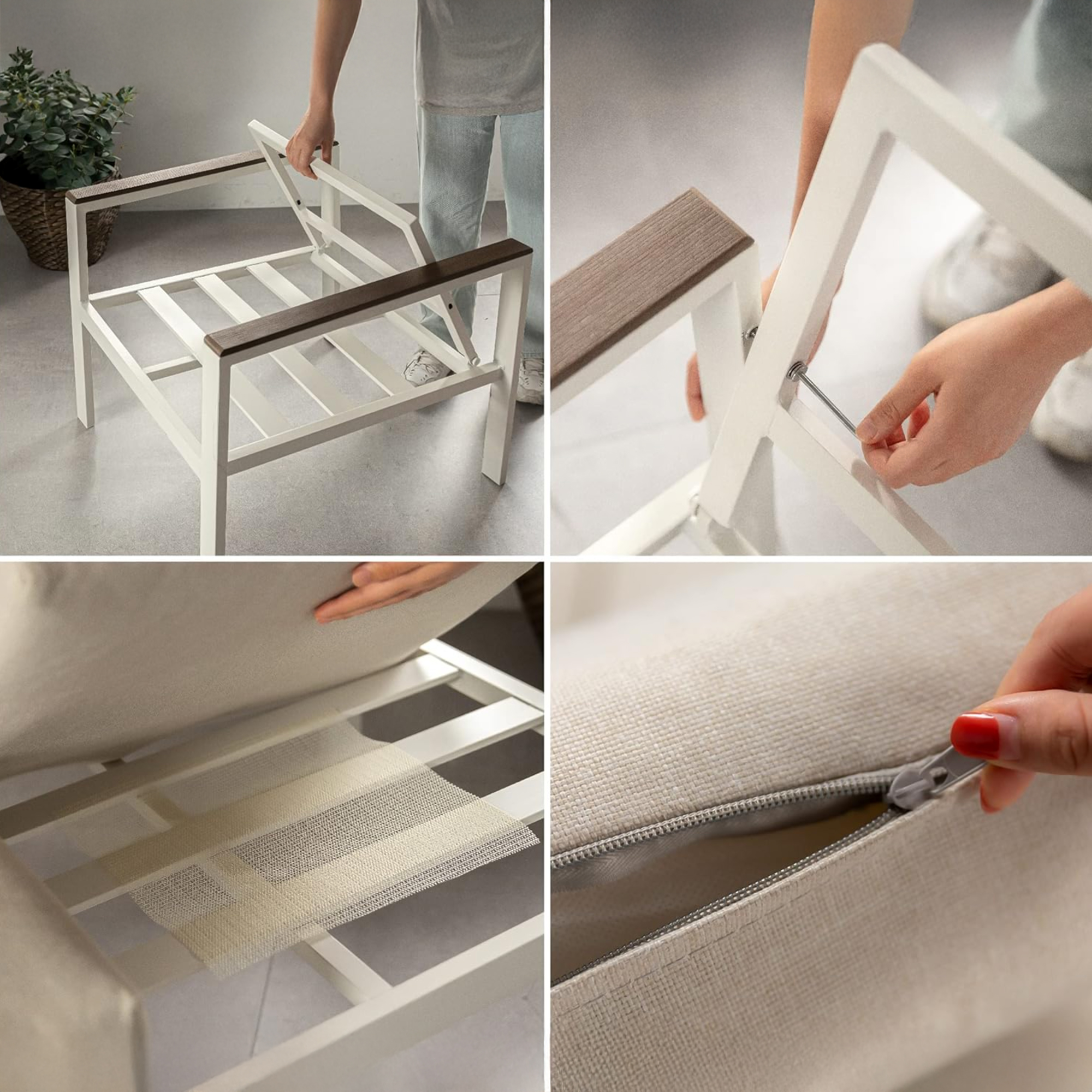 طقم مقاعد للتراس بلمسة خشبية–4 مقاعد - 8