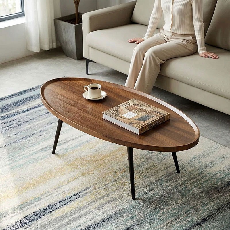 طاولة وسط خشبية بتصميم بيضاوي - 4