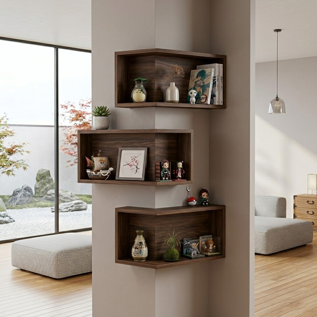 رفوف زاوية للديكور بتصميم خشبي - 10