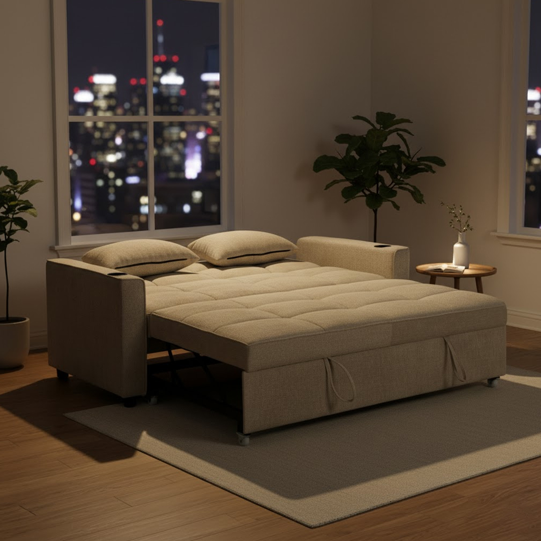 Premium Sofa Bed with Built-In Cup Holders product thumbnail 2