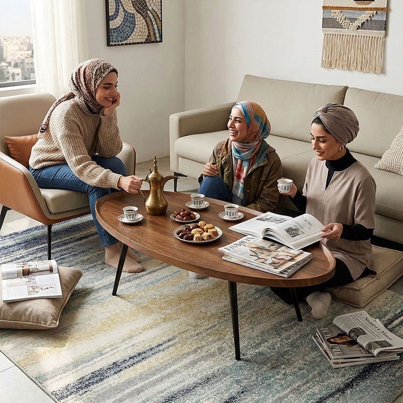 طاولة وسط خشبية بتصميم بيضاوي - 3