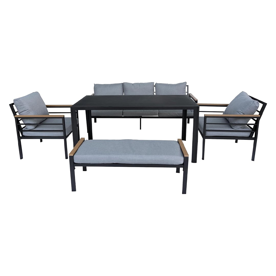 طقم جلوس خارجي مودرن مع بنش – 5 مقاعد - 5