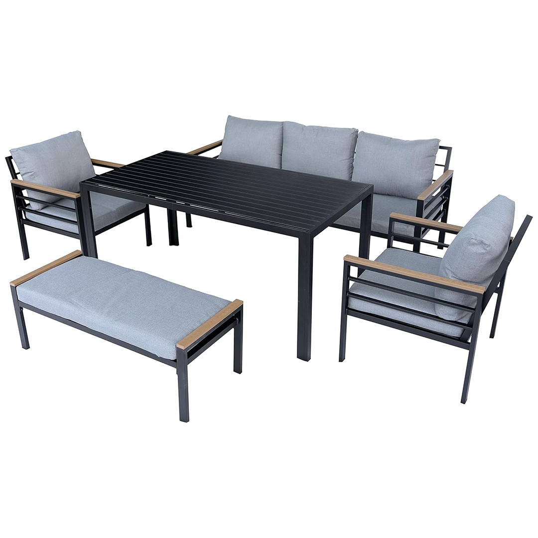 طقم جلوس خارجي مودرن مع بنش – 5 مقاعد - 4