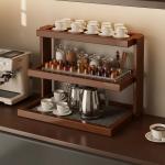 ركن تنظيم أكواب القهوة والضيافة الخشبي