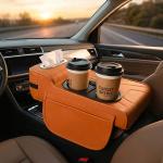 مسند سيارة من الجلد الفاخر مع حامل أكواب - 3