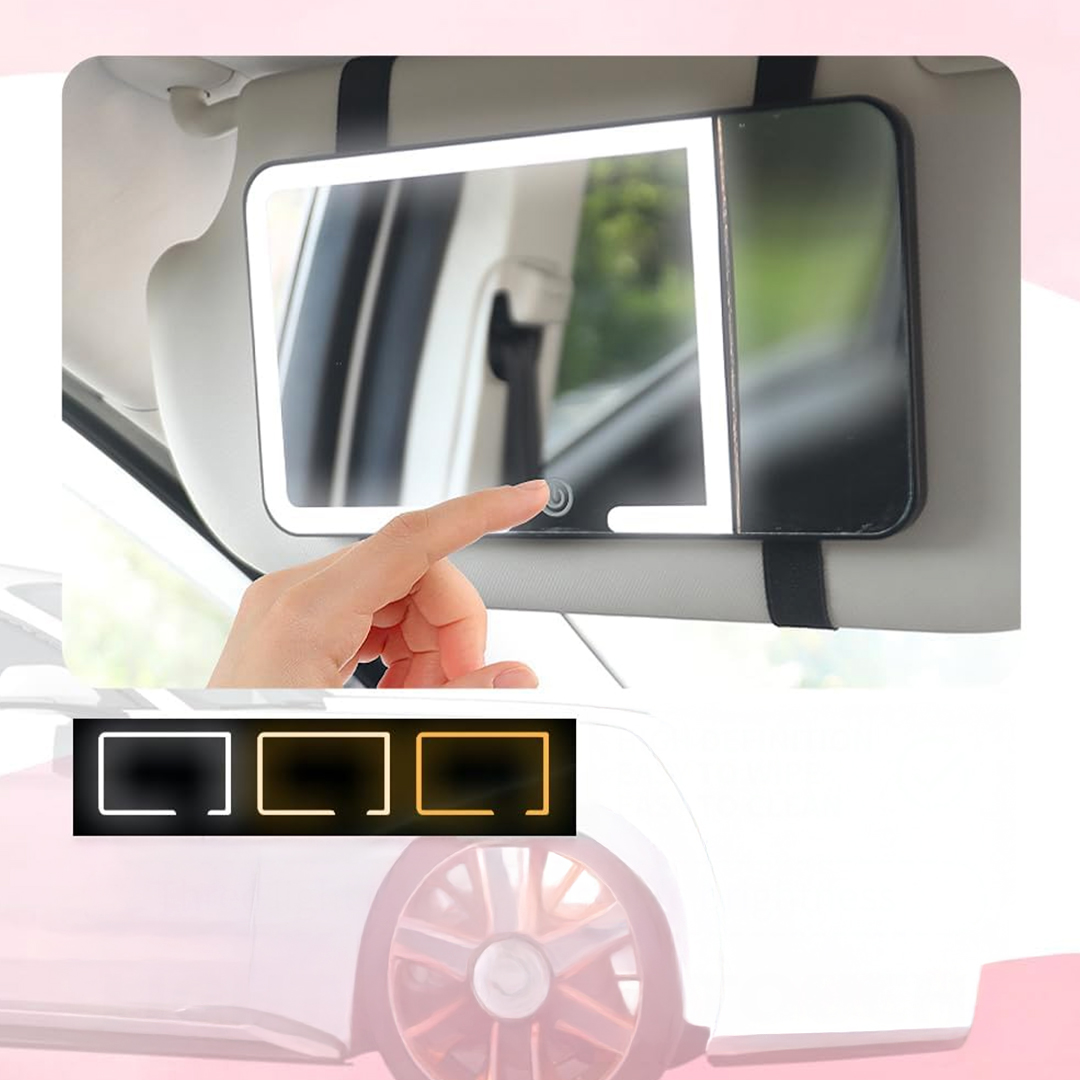 مرآة مكياج مضيئة للسيارة مع تكبير 3X - 8