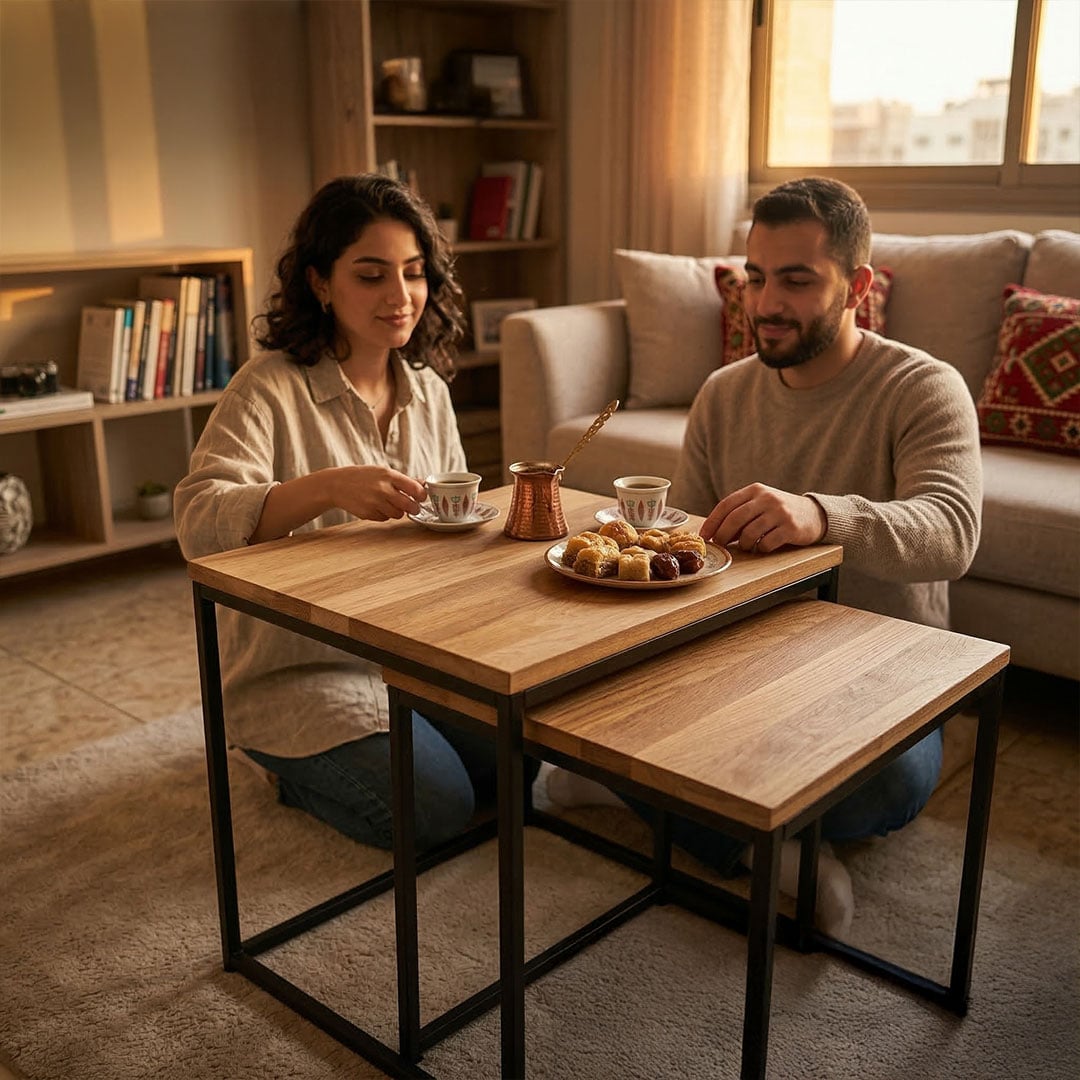 طقم طاولات خشبية جانبية متداخلة - 3