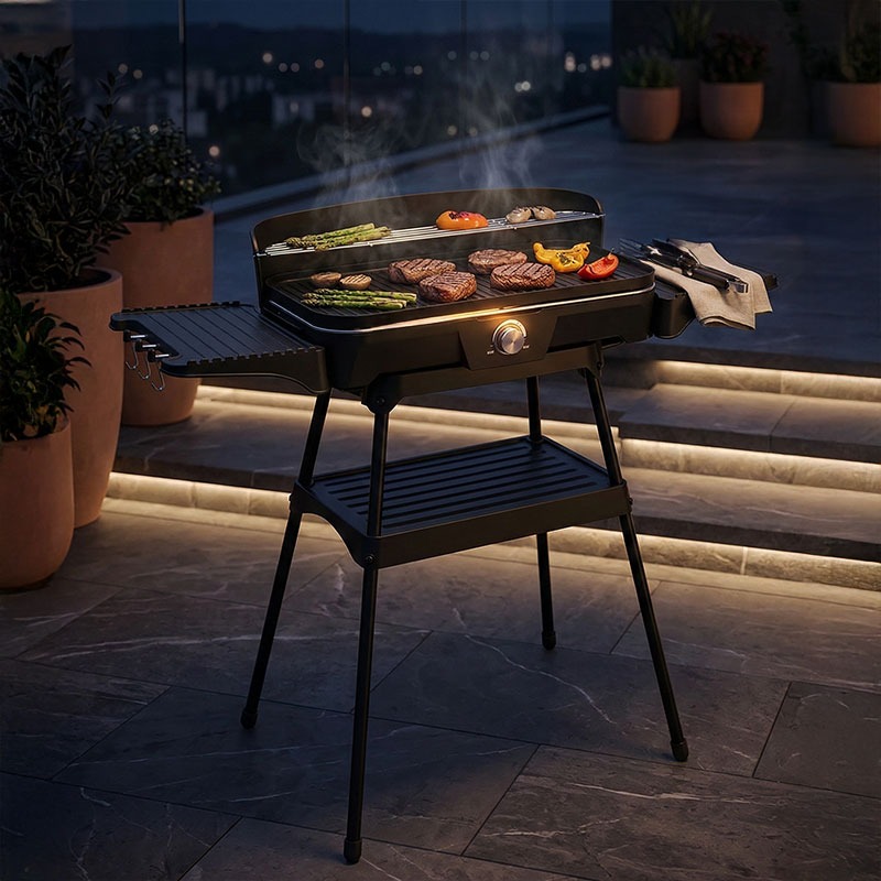 شواية كهربائية مع رف سفلي للتقديم والتخزين - 6