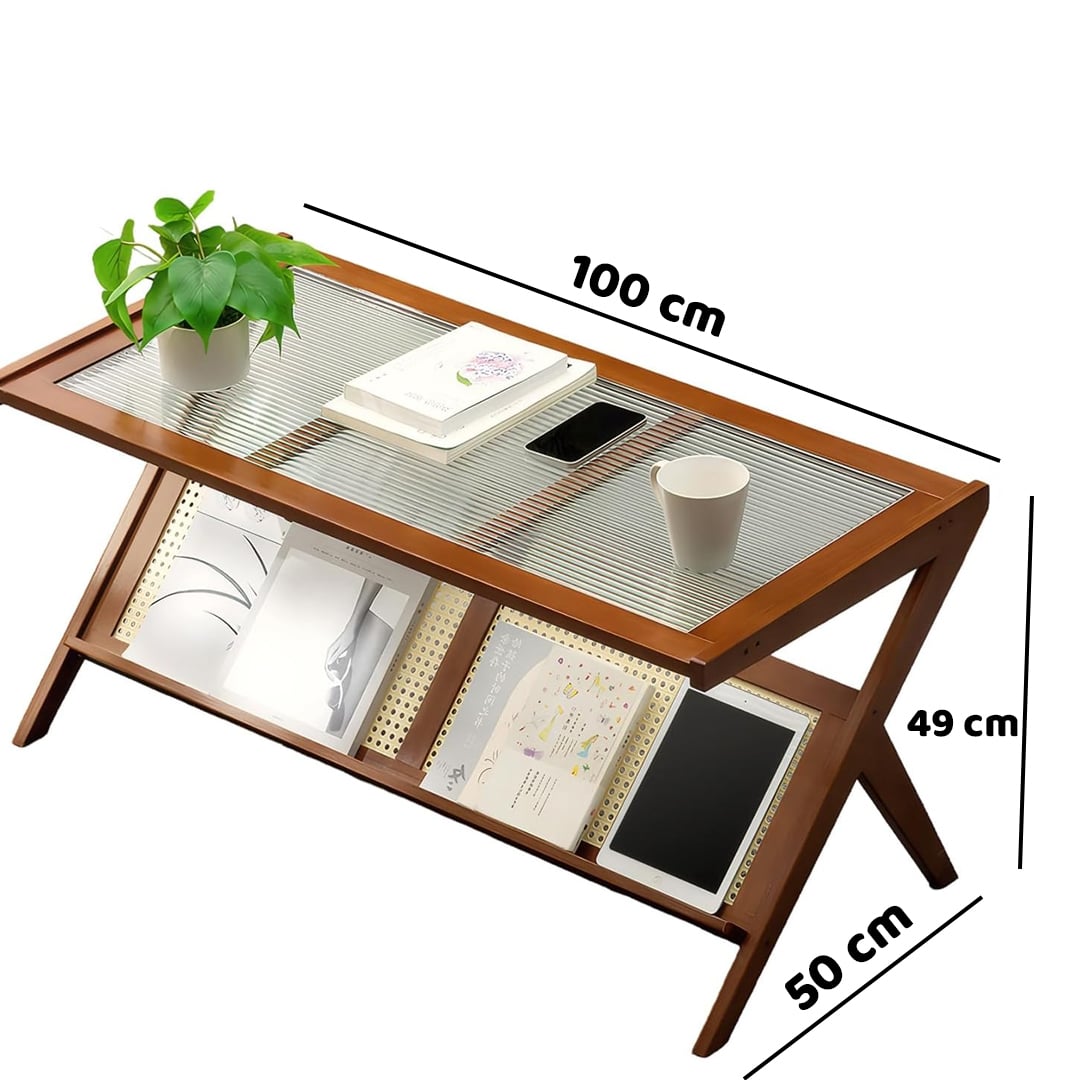 Wooden Coffee Table with Book Storage Shelf product thumbnail 14