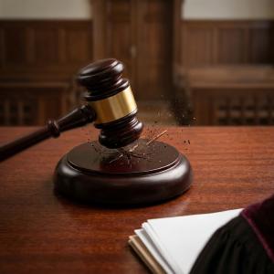 مطرقة القاضي الفاخرة مع قاعدة خشبية - 2