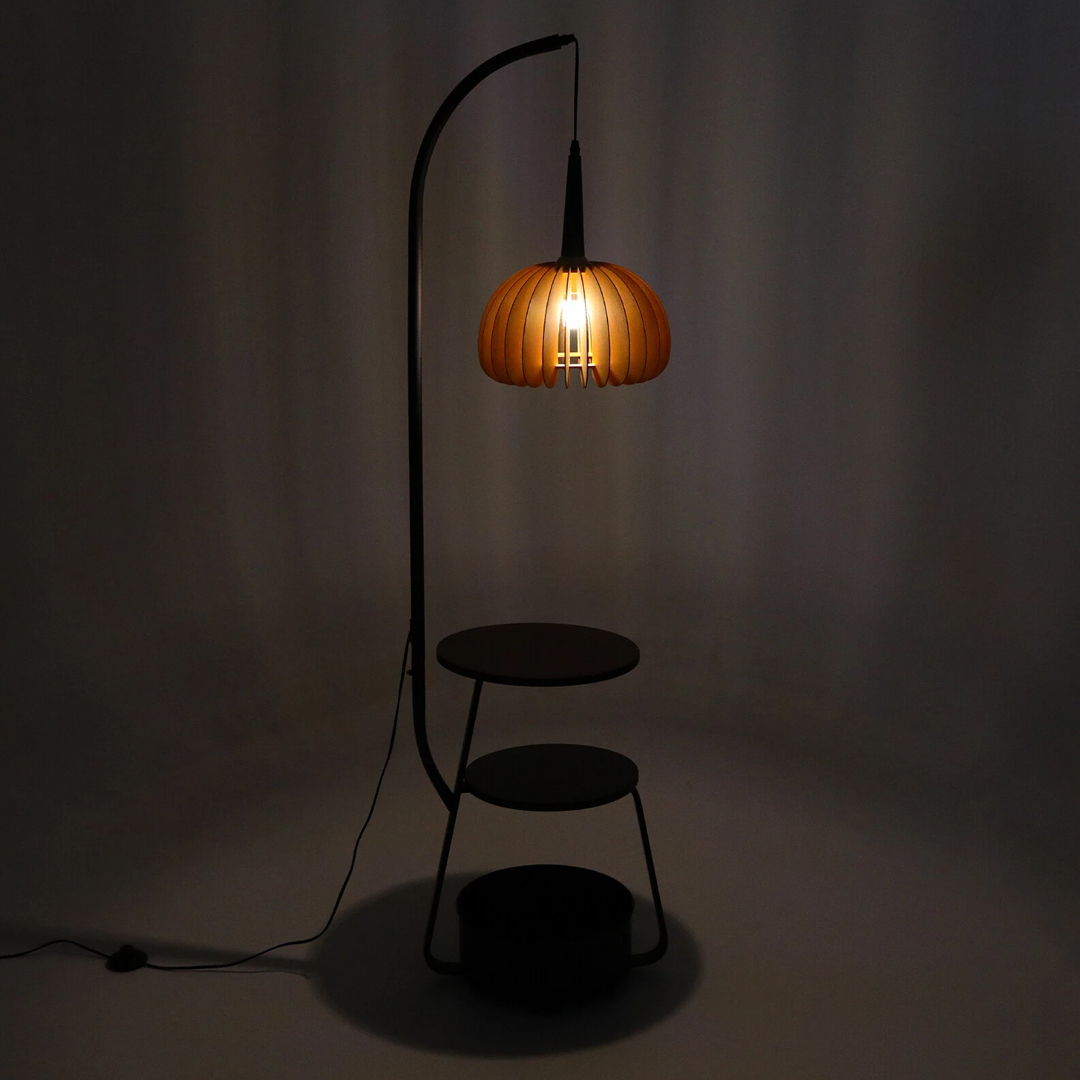 Modern Floor Lamp with Built-In Shelves - 11