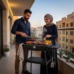 شواية كهربائية مع رف سفلي للتقديم والتخزين - 7